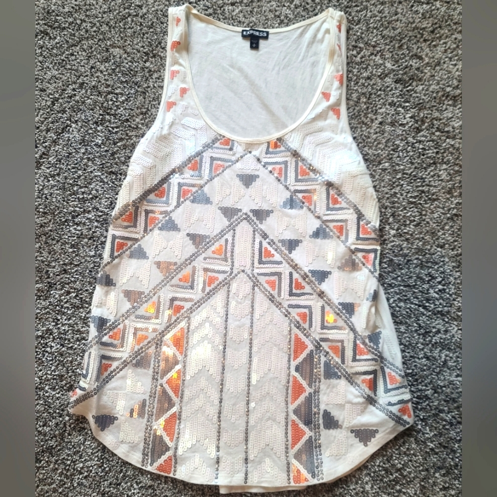 Express Aztez Sequin Tank Top